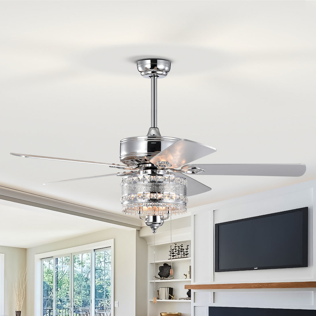 52'' Classical Crystal Ceiling Fan Lamp 5