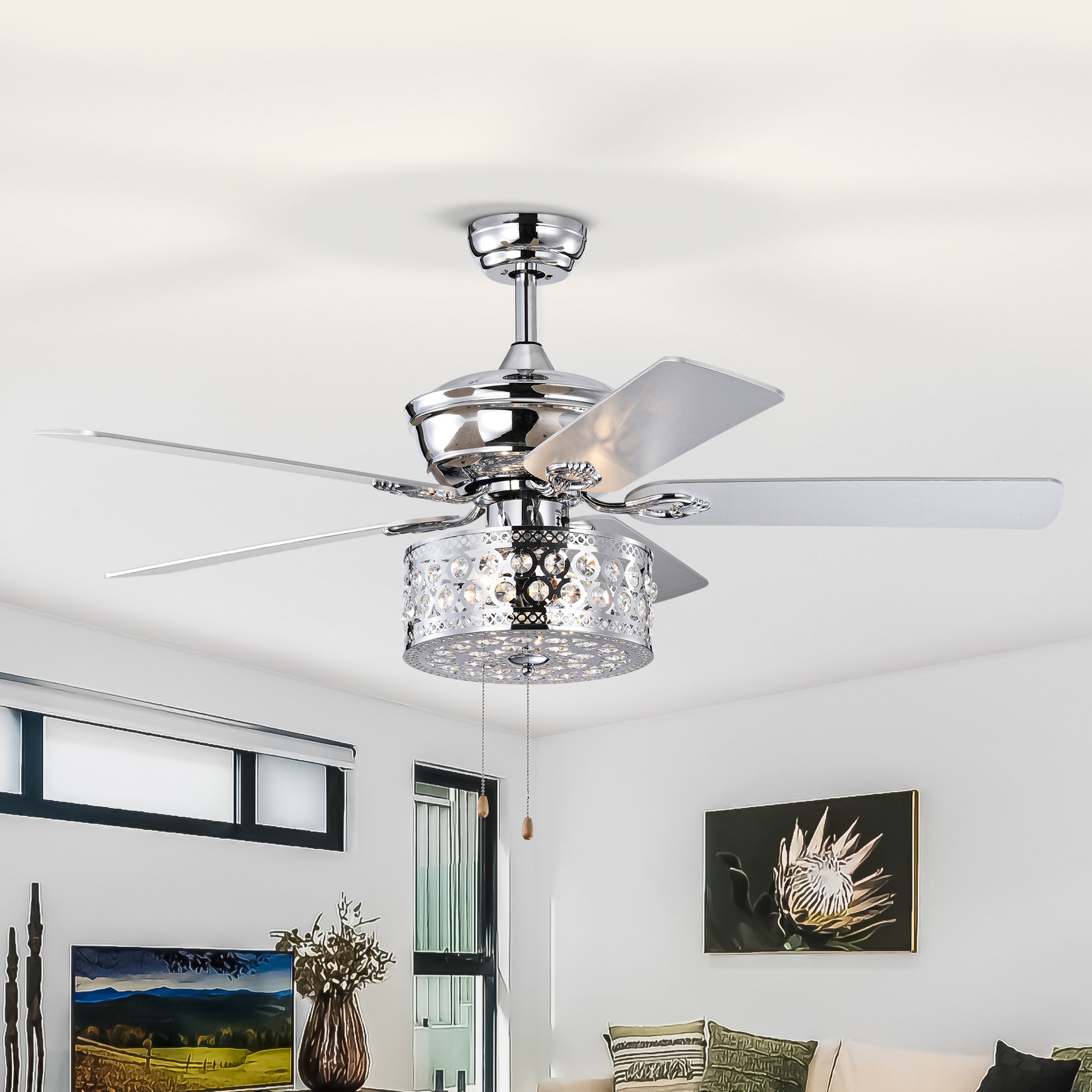 52'' Ceiling Fan 5 Reversible Blades For Living