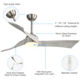 52 Inch Brushed Nickel Ceiling Fan Light With 6 Speed brushed nickel-metal & wood