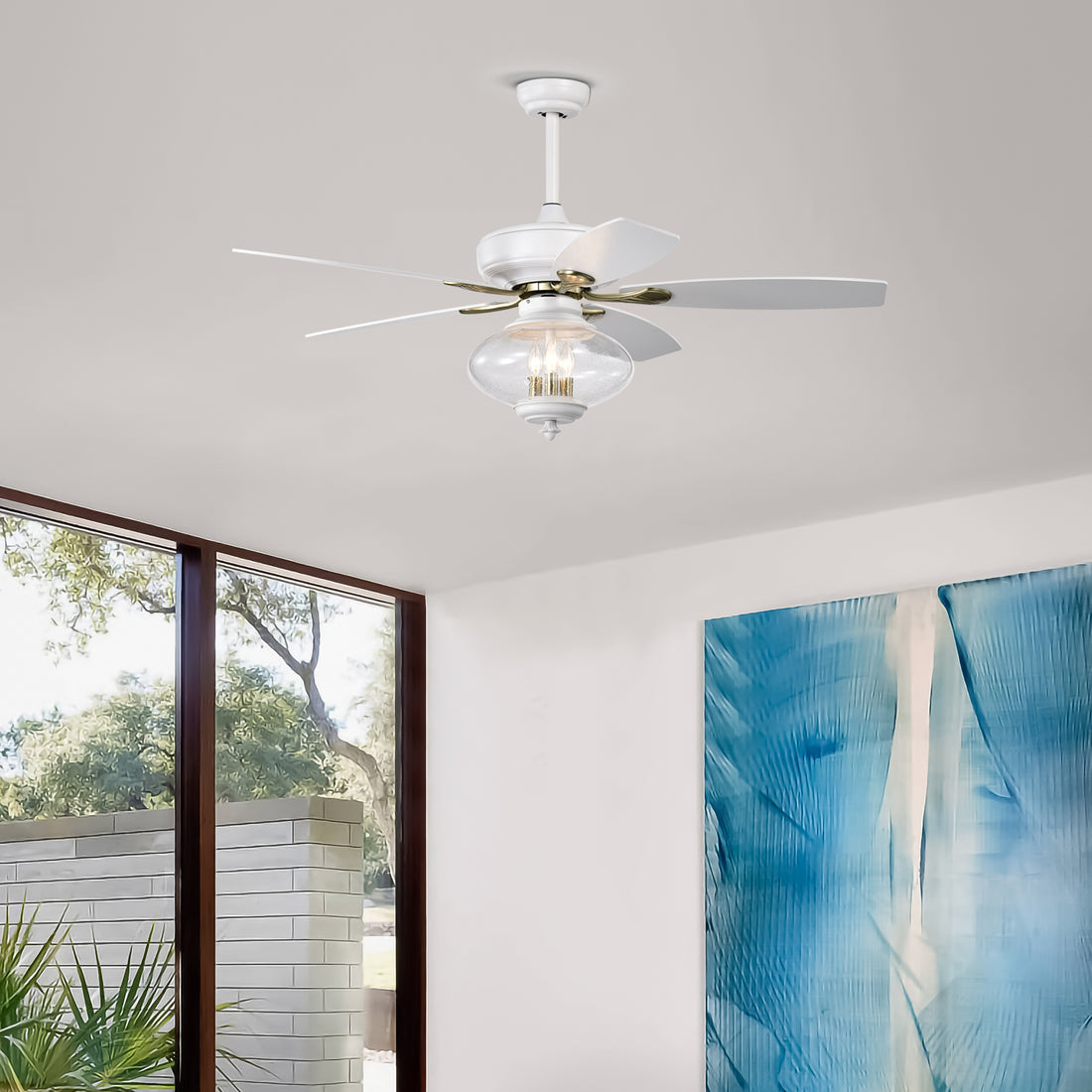 52'' Low Profile Ceiling Fanwhite Modern Ceiling