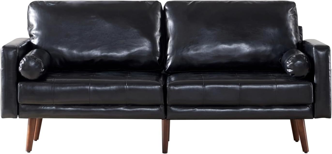 74'' Modern Sofa Couch, Faux Leather Mid Century