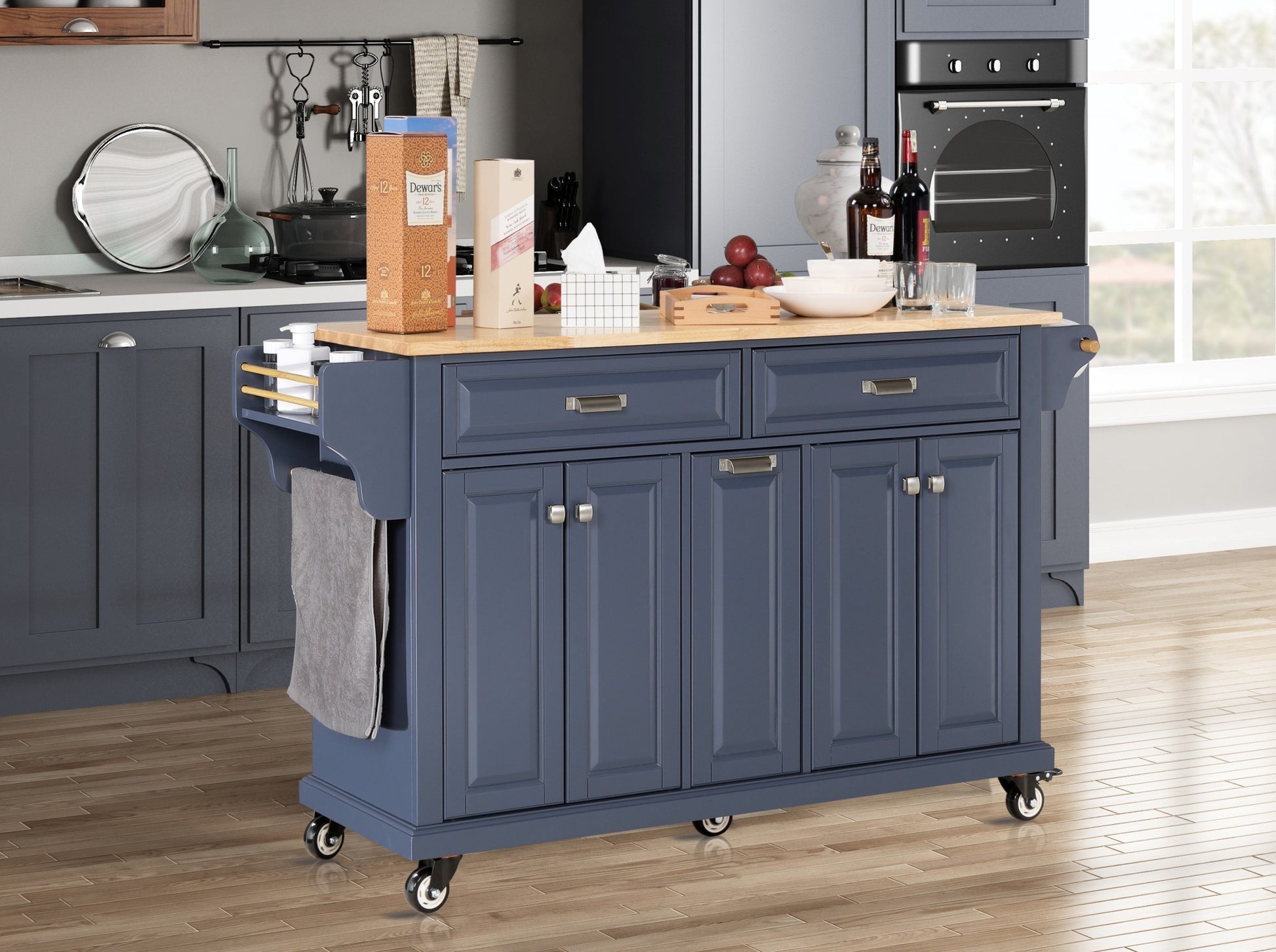 Cambridge Natural Wood Top Kitchen Island With