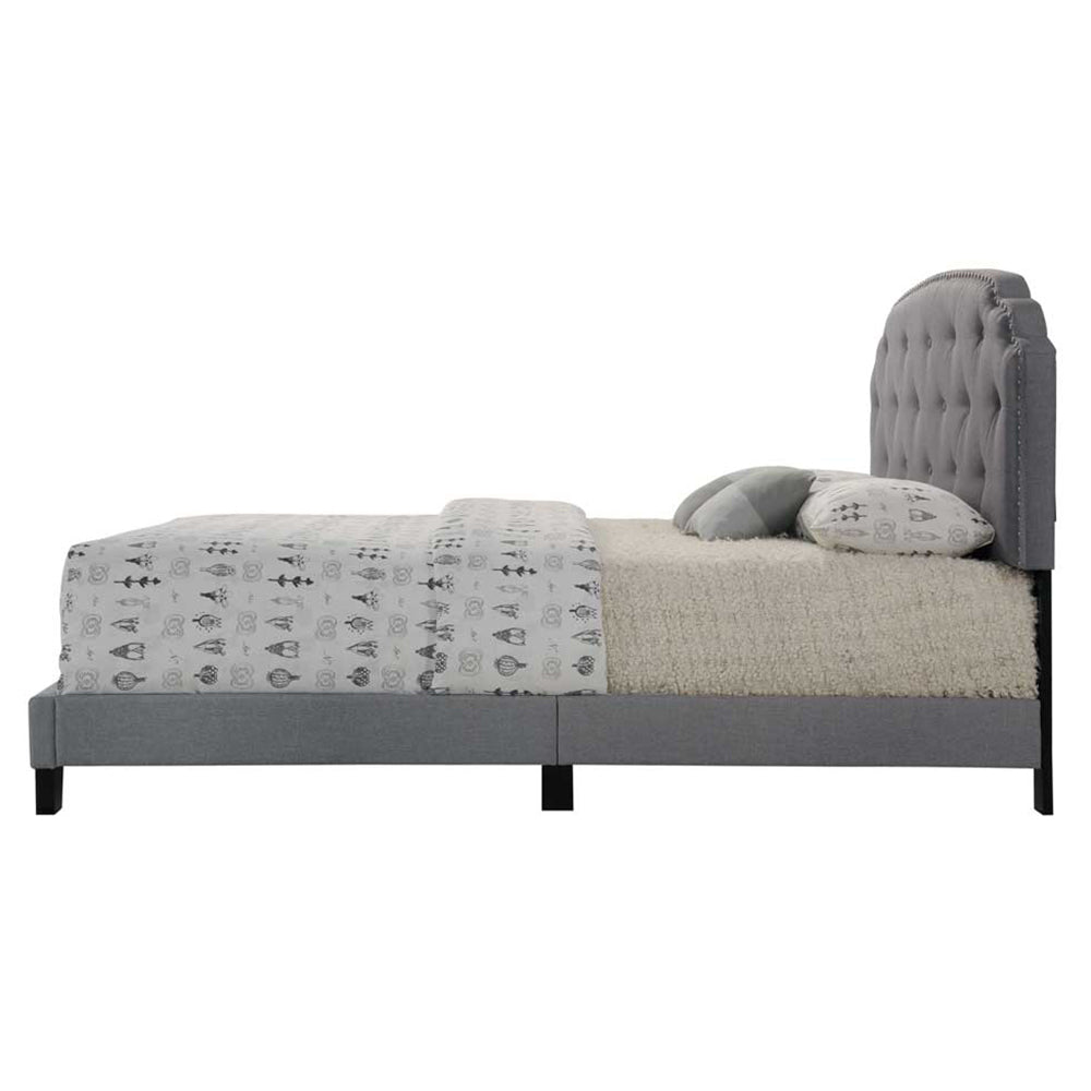 Grey Upholstered Queen Bed - Box Spring Required