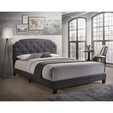 Grey Upholstered Queen Bed - Box Spring Required