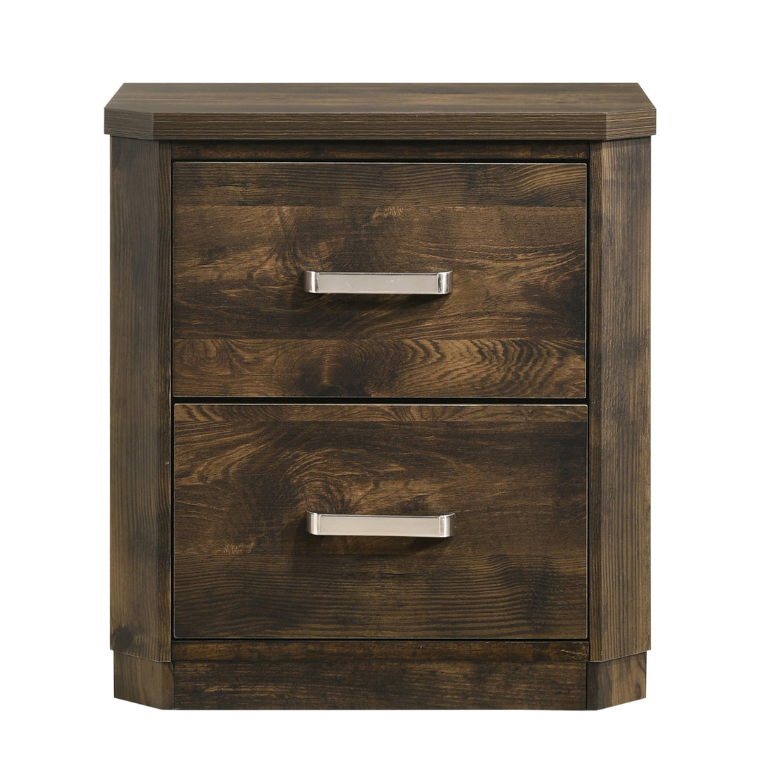 Rustic Walnut 2 Drawer Nightstand - Rustic Brown