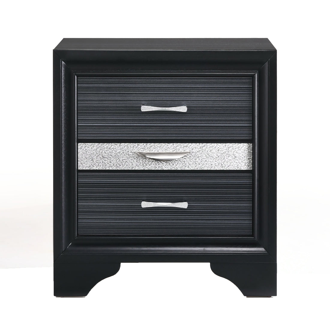 Black 3 Drawer Nightstand - Black 3 Drawers