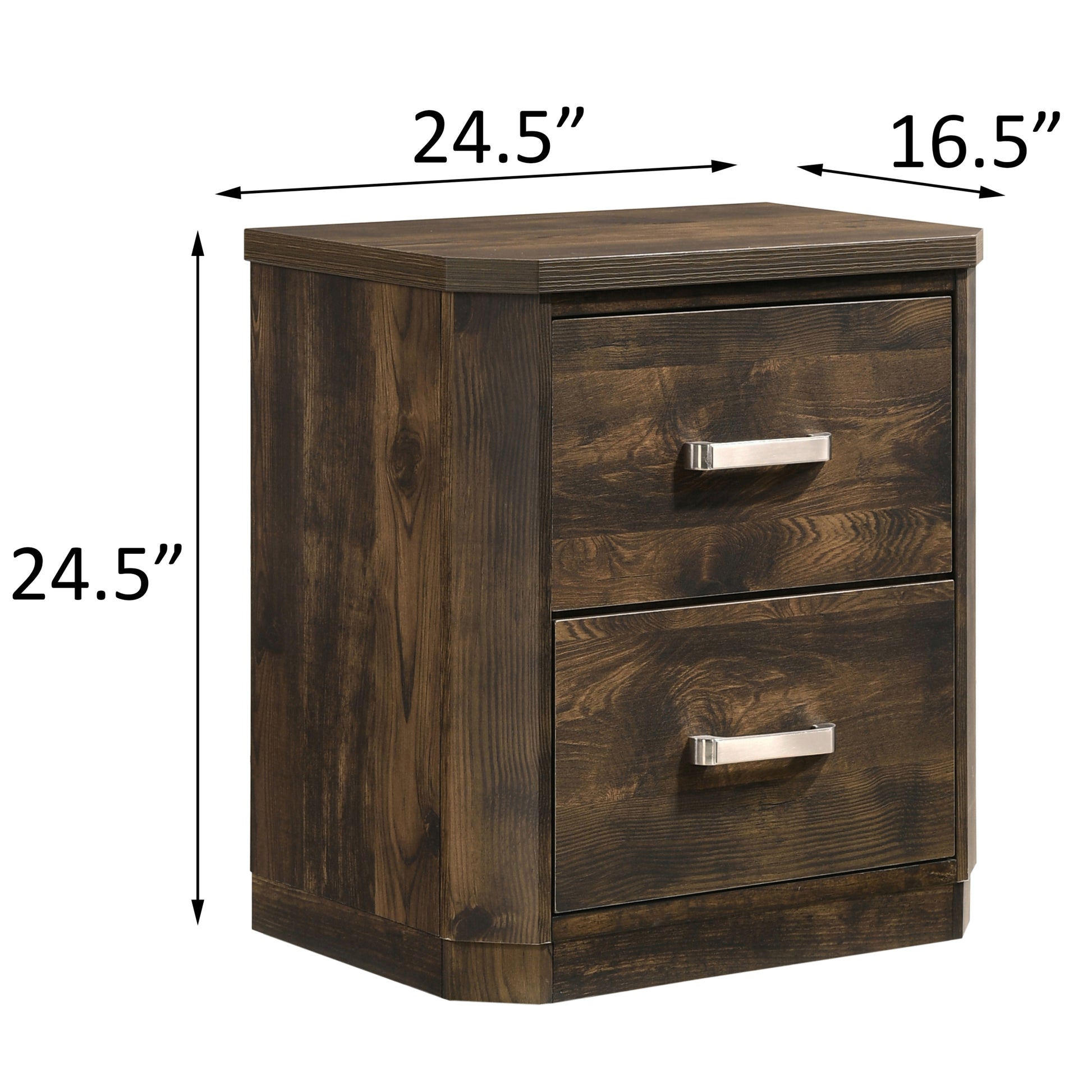 Rustic Walnut 2 Drawer Nightstand - Rustic Brown