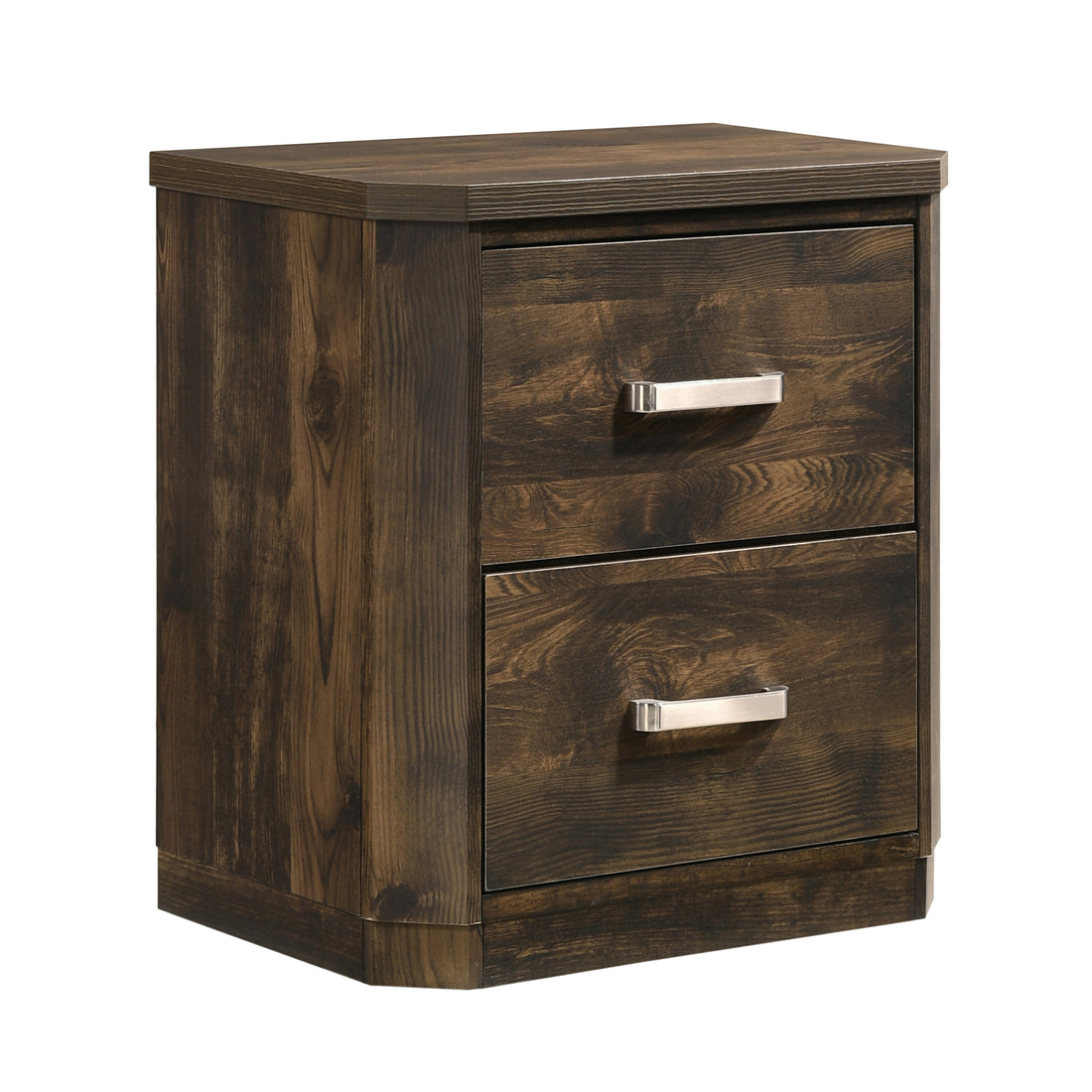 Rustic Walnut 2 Drawer Nightstand - Rustic Brown