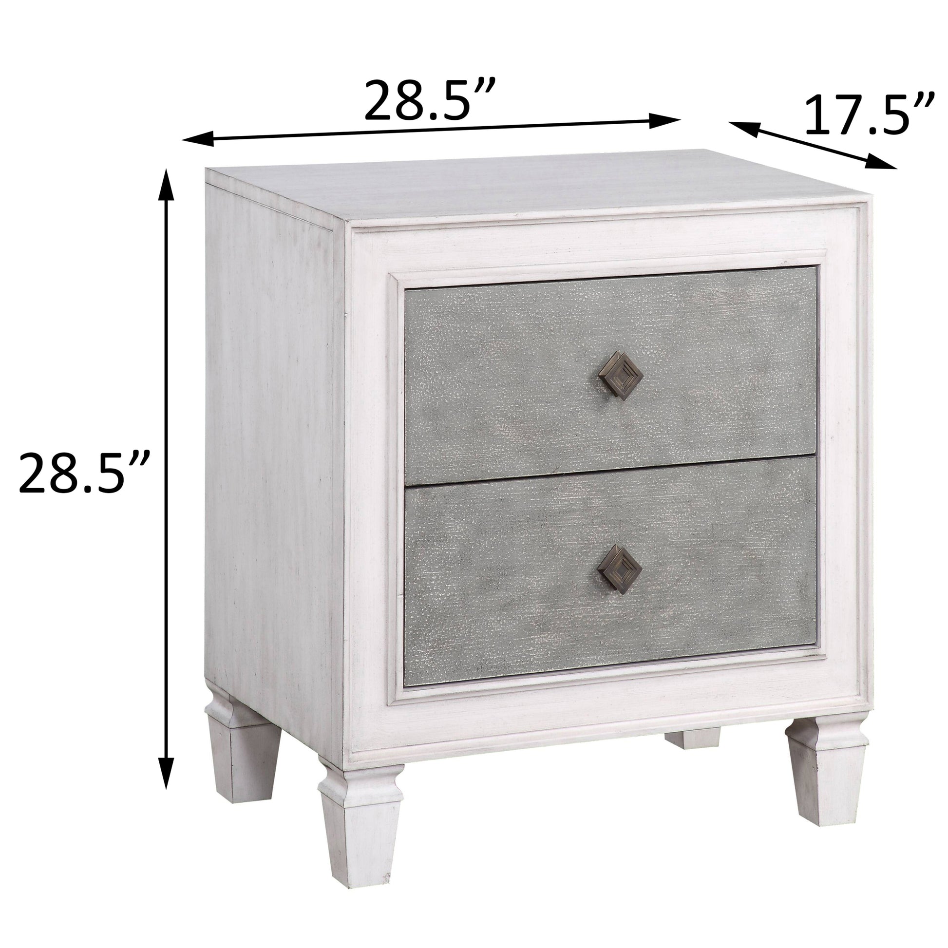 Rustic Grey And Weathered White 2 Drawer