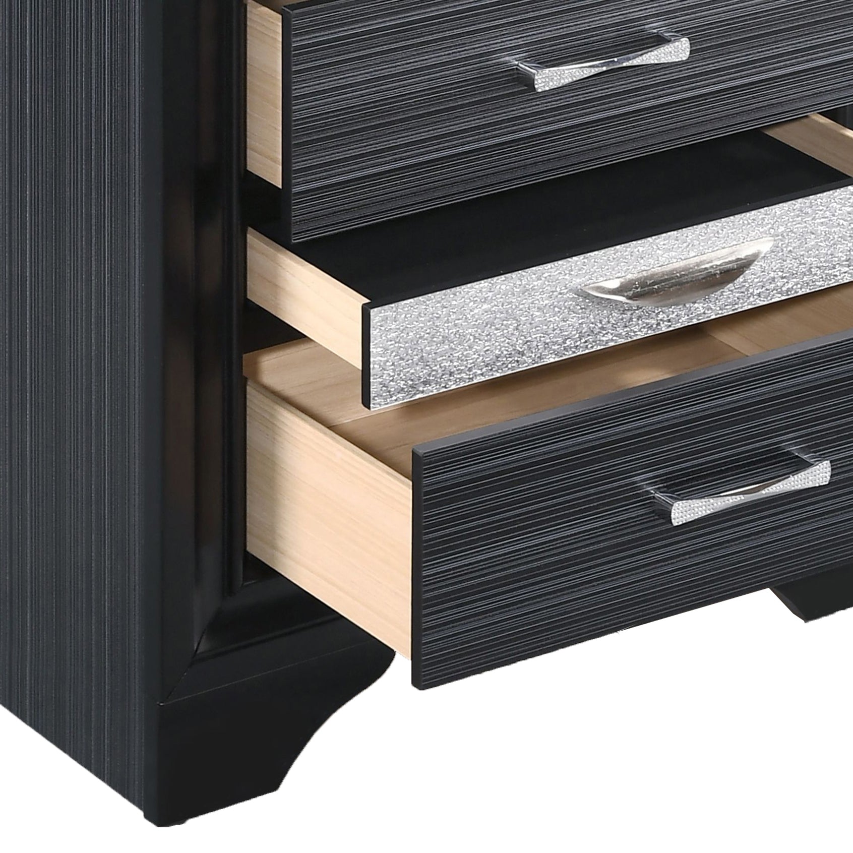 Black 3 Drawer Nightstand - Black 3 Drawers