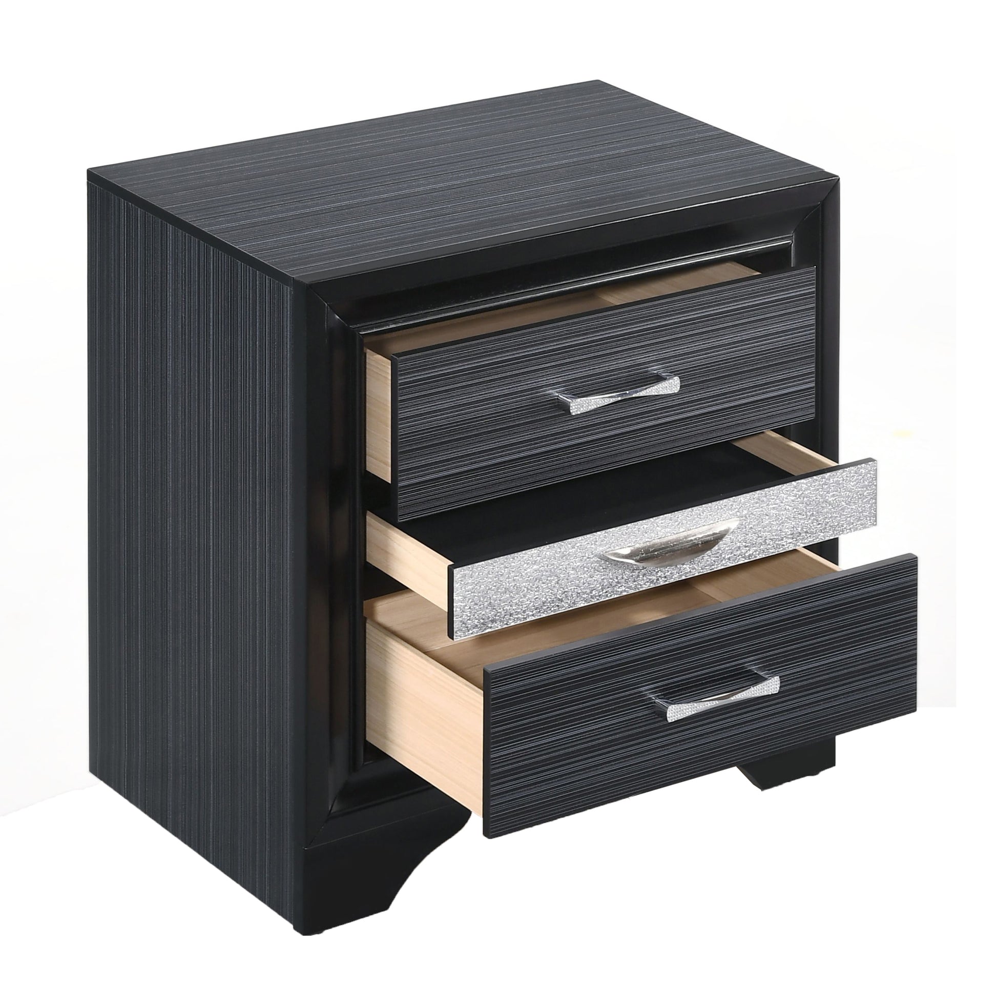 Black 3 Drawer Nightstand - Black 3 Drawers