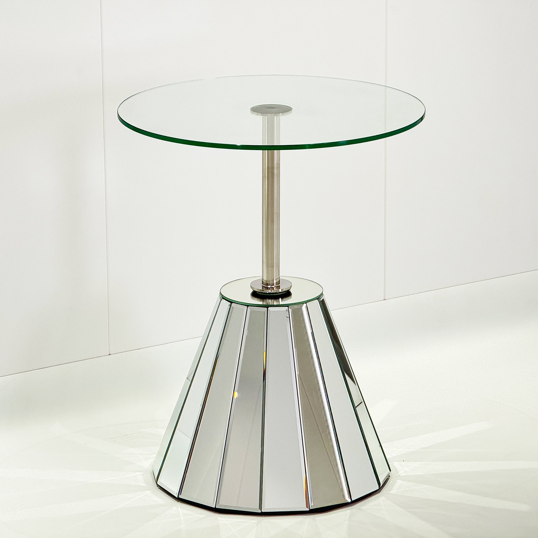 Mirrored Coffee Table Side Table Tempered Glass -