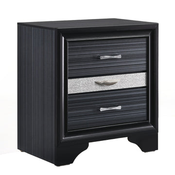 Black 3 Drawer Nightstand - Black 3 Drawers