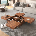 Square Marble Veneer Coffee Table Sliding Top