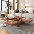 Square Marble Veneer Coffee Table Sliding Top