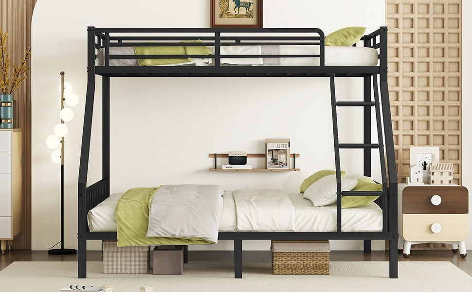 Twin Xl Over Queen Metal Bunk Bed With Ladder And