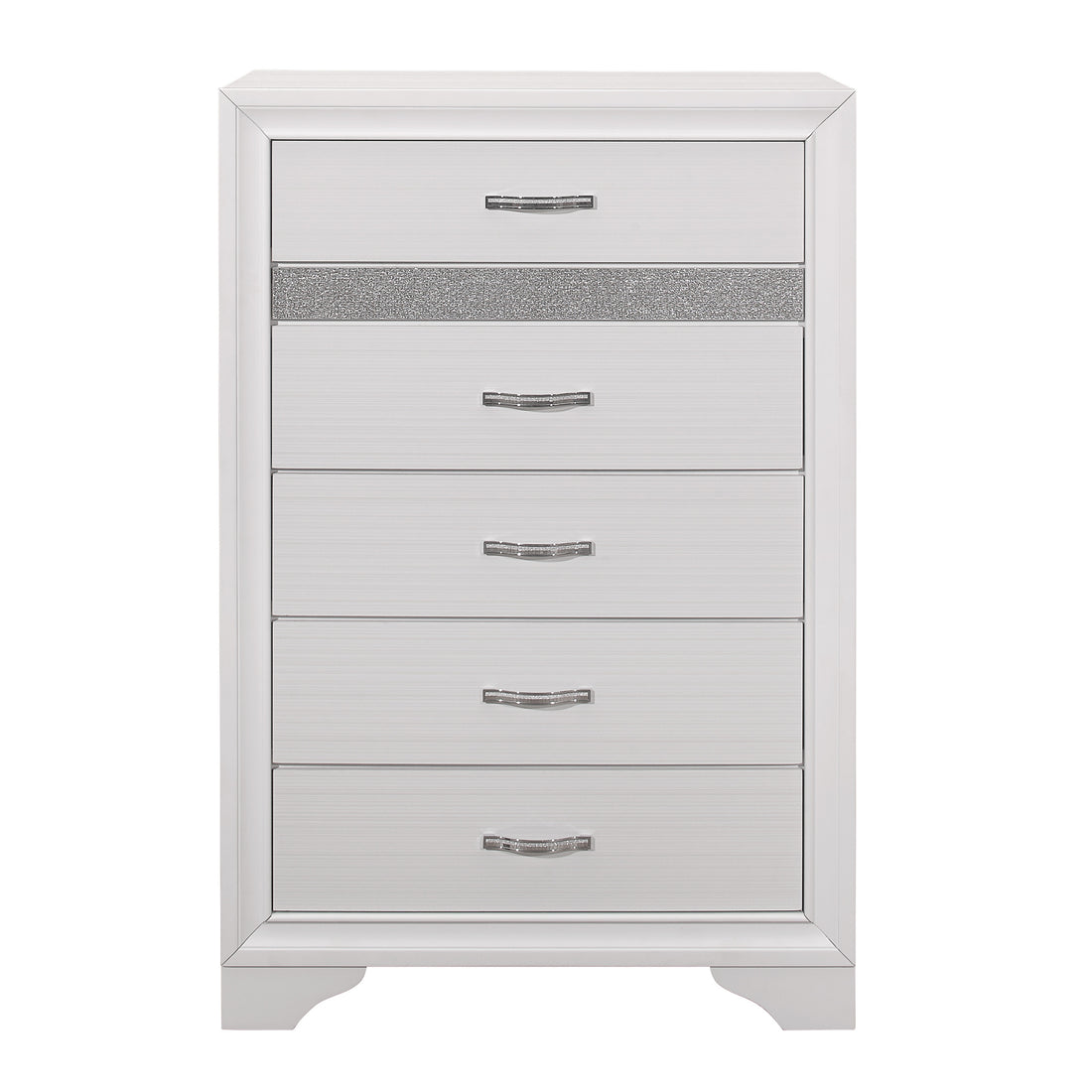 Glamorous White Finish 1Pc Chest Of Drawers Faux