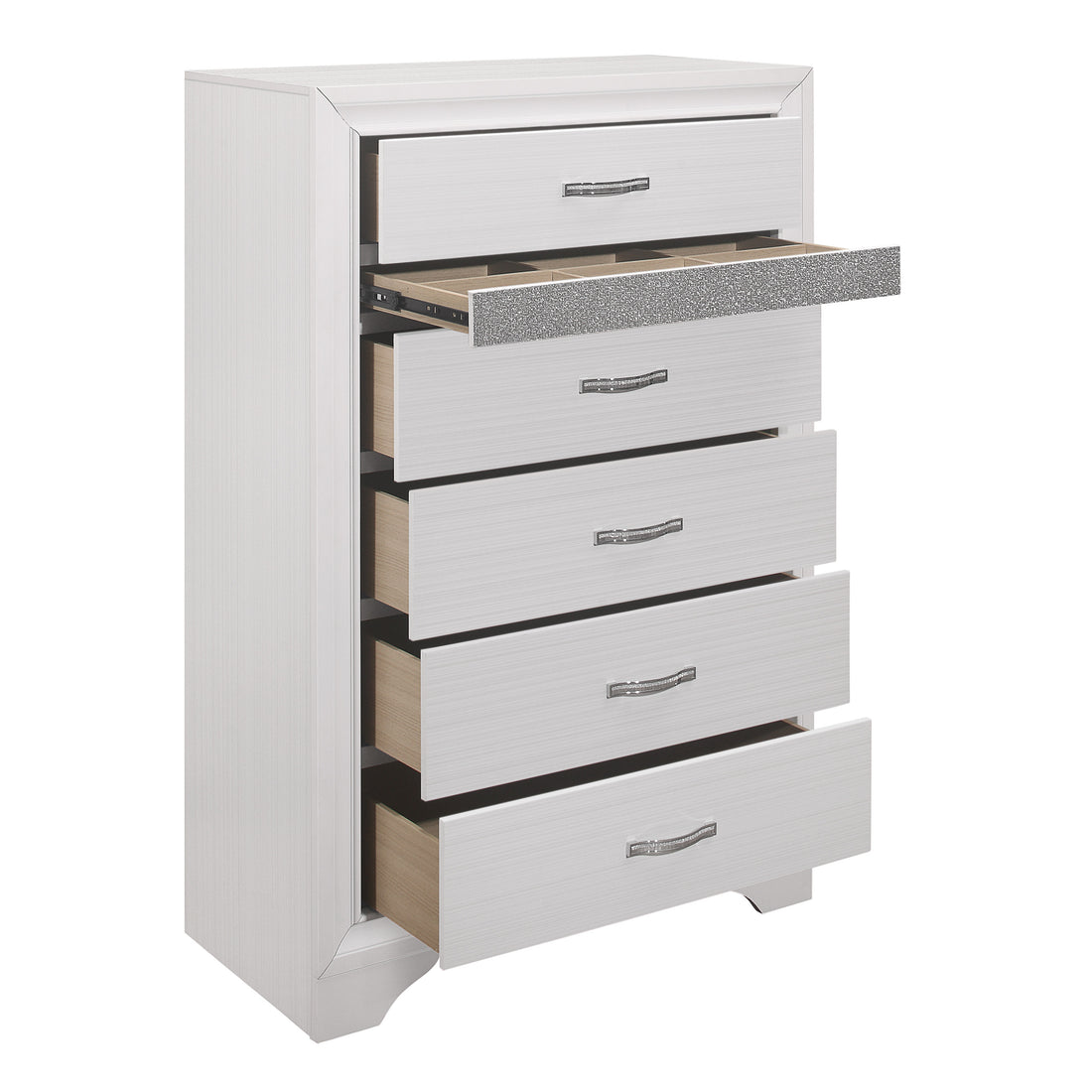 Glamorous White Finish 1Pc Chest Of Drawers Faux