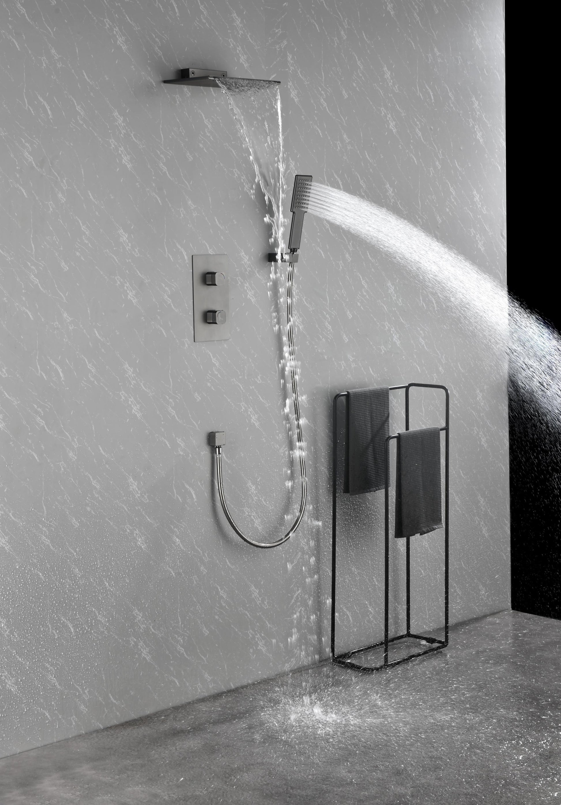 Waterfall Spout Wall Mounted Shower With Handheld