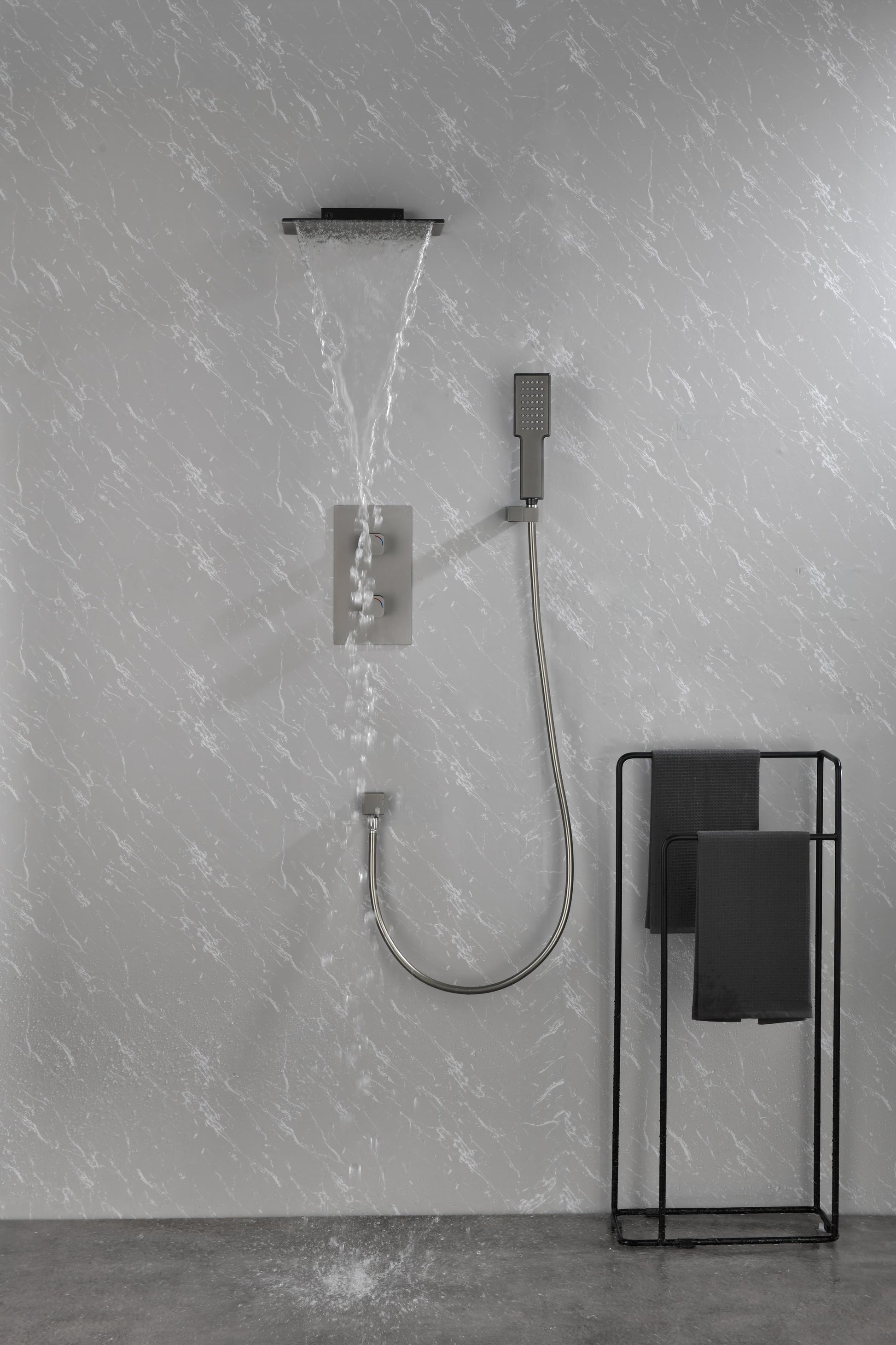 Waterfall Spout Wall Mounted Shower With Handheld