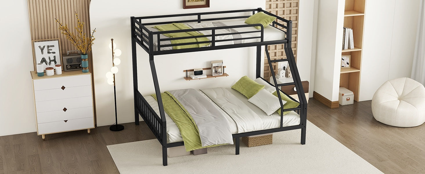 Twin Xl Over Queen Metal Bunk Bed With Ladder And