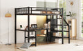 Metal Full Loft Bed With Wardrobe And Led Light,