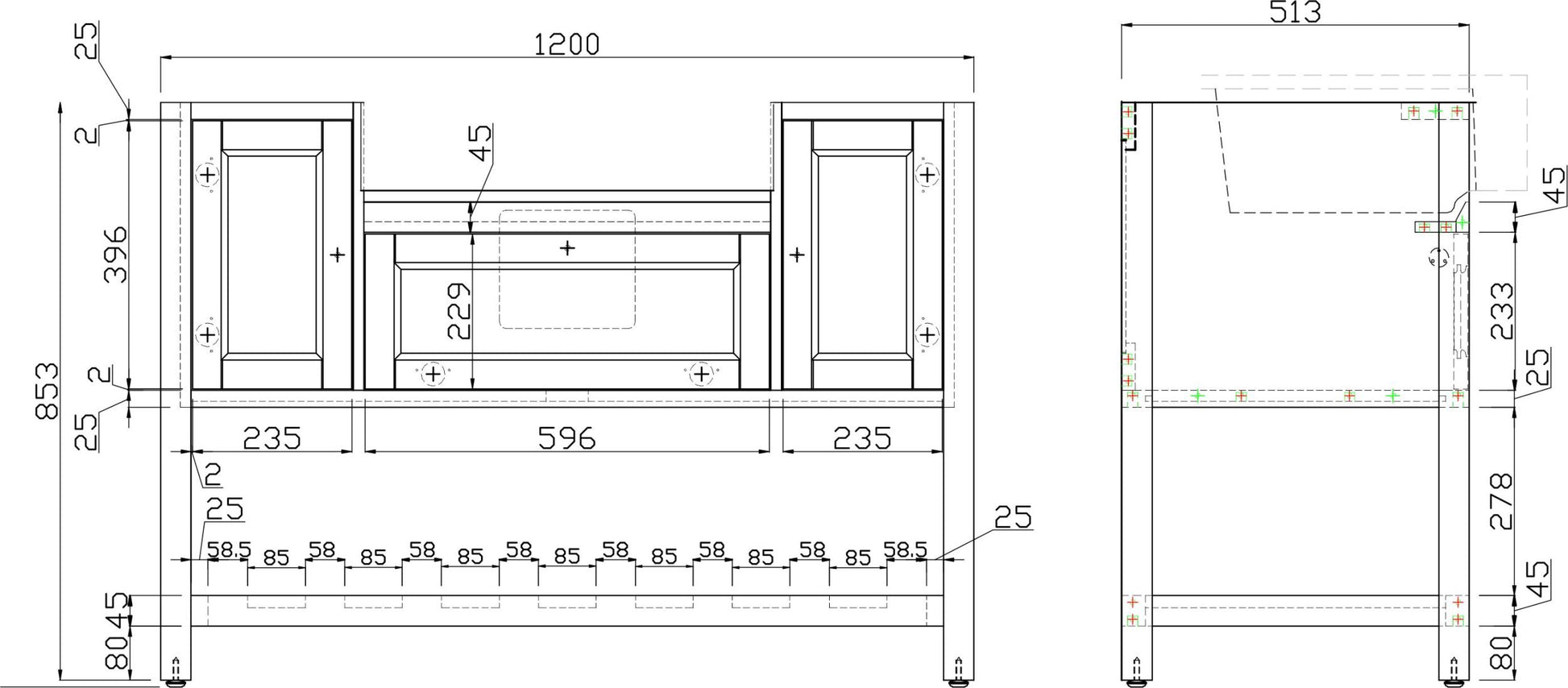 Solid Wood Bathroom Vanities Without Tops 47 In.