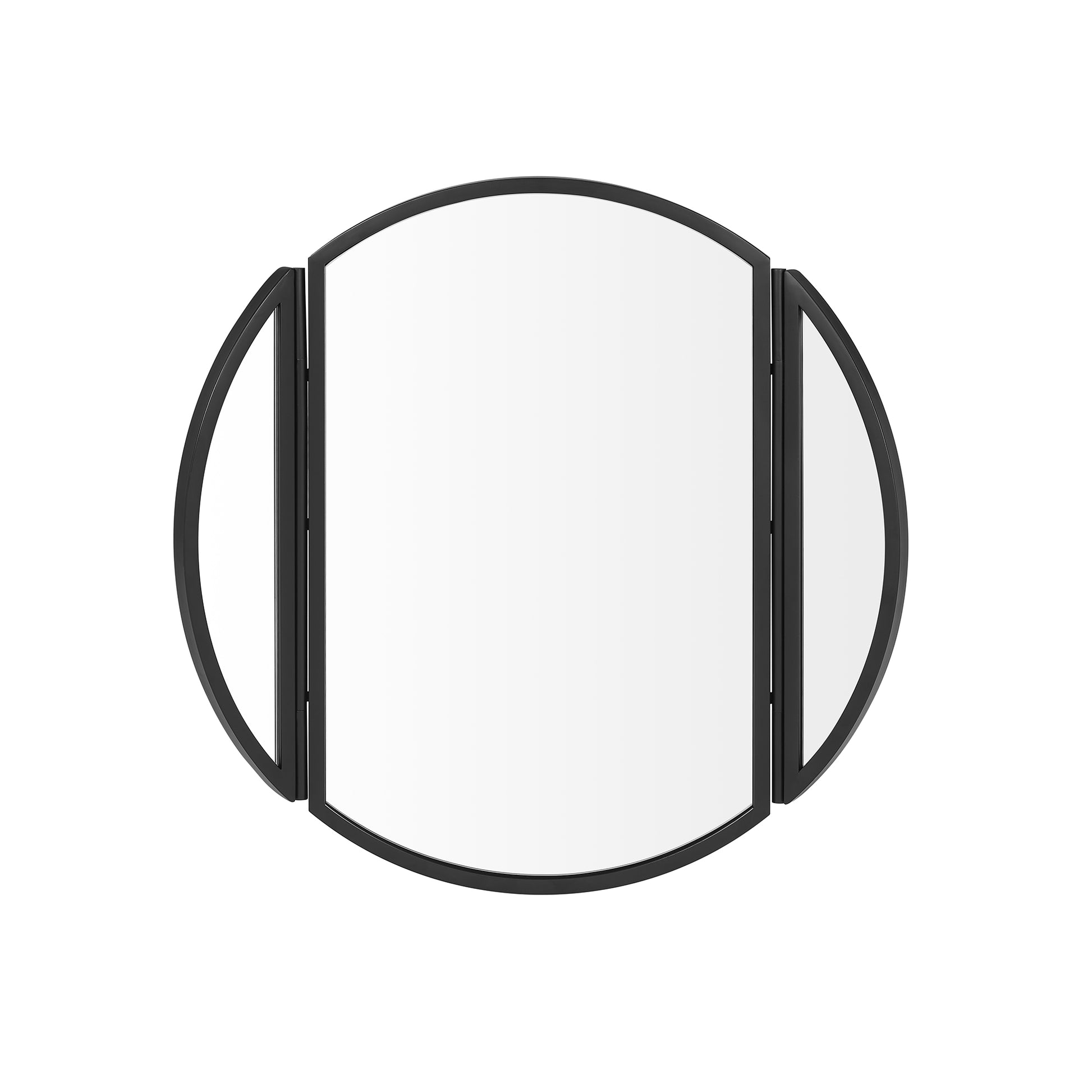 Modern Hinge Round Wall Mirror Black - Black