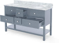 61'' Bathroom Vanity with Marble Top & Double Ceramic gray-plywood