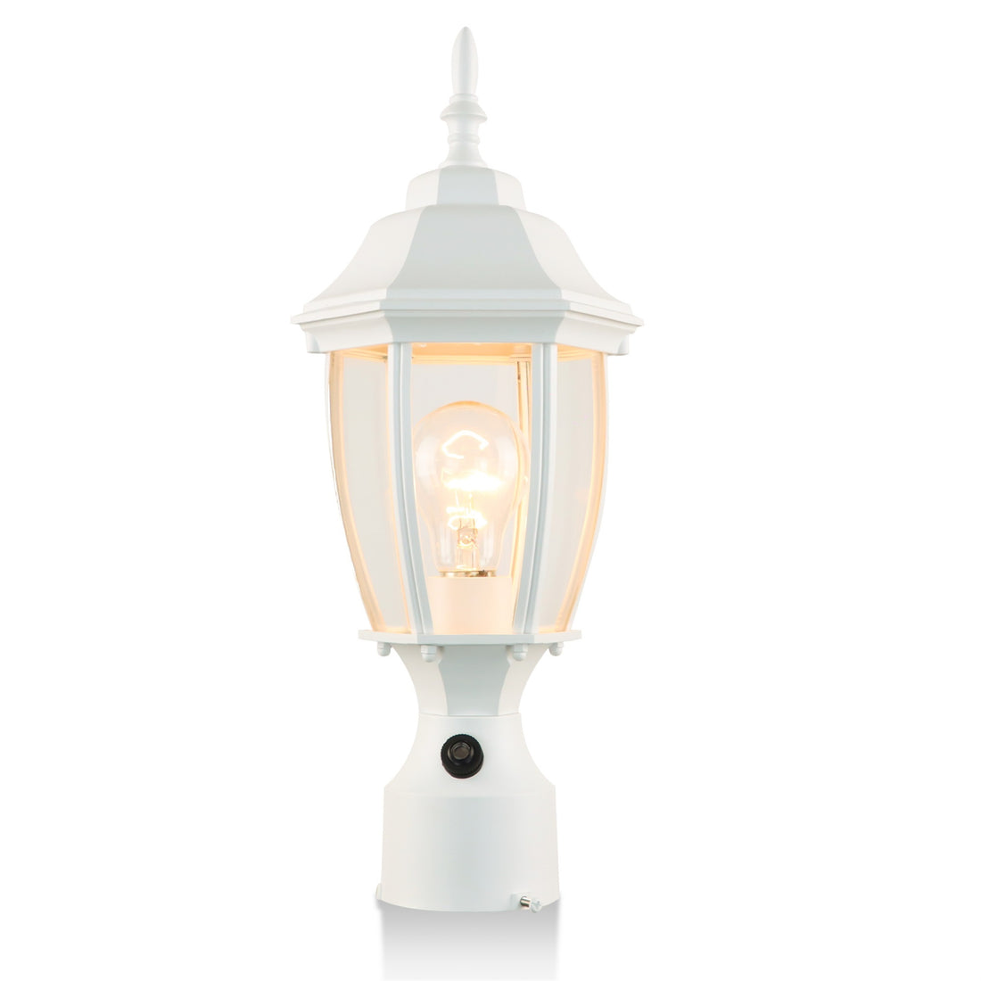 Dusk To Dawn Outdoor 16" White Post Light Fixture