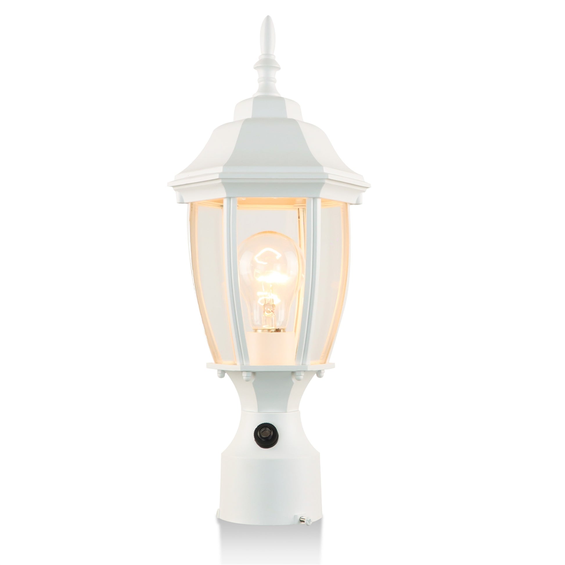 Dusk To Dawn Outdoor 16" White Post Light Fixture