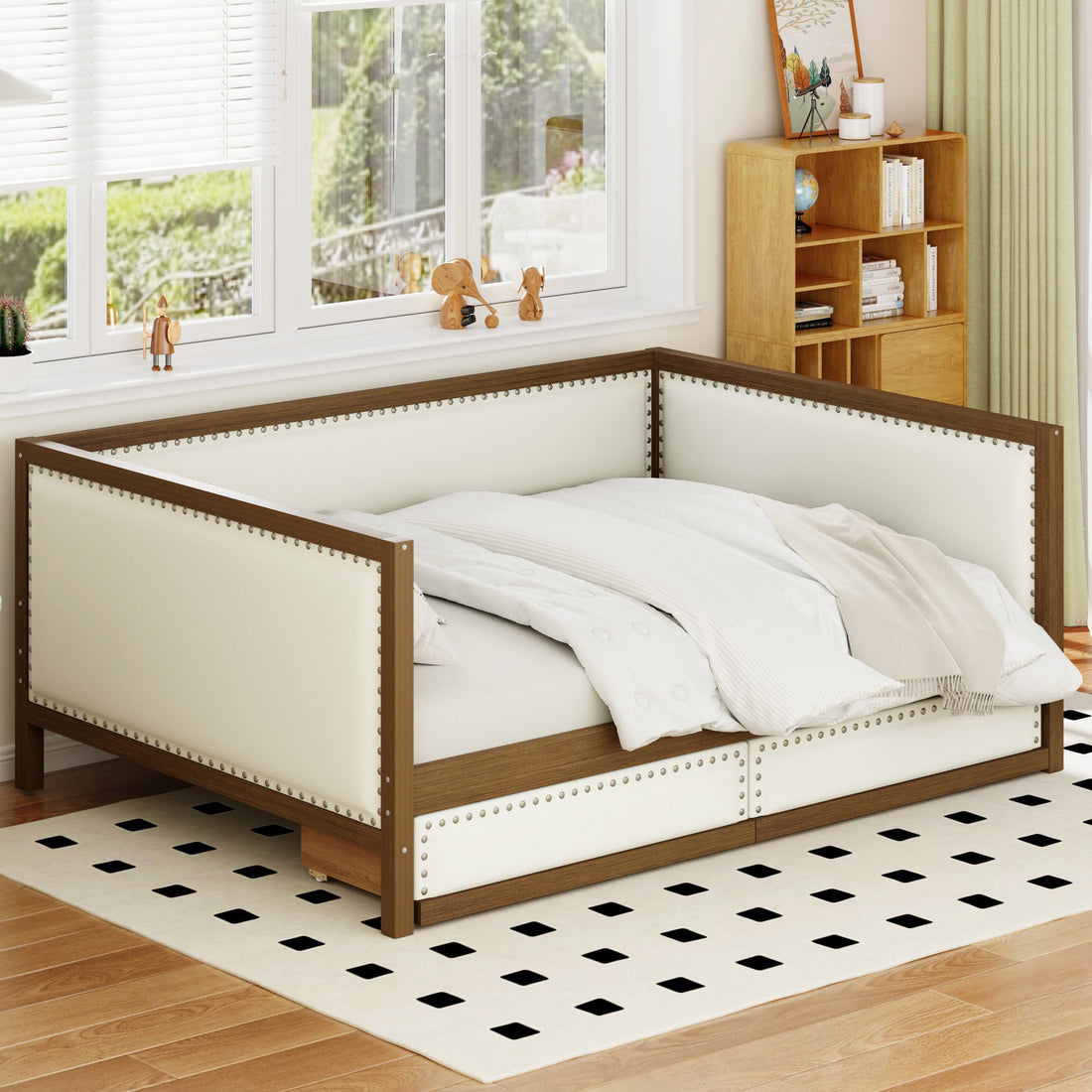 Full Size Upholstered Daybed With 2 Drawers And -