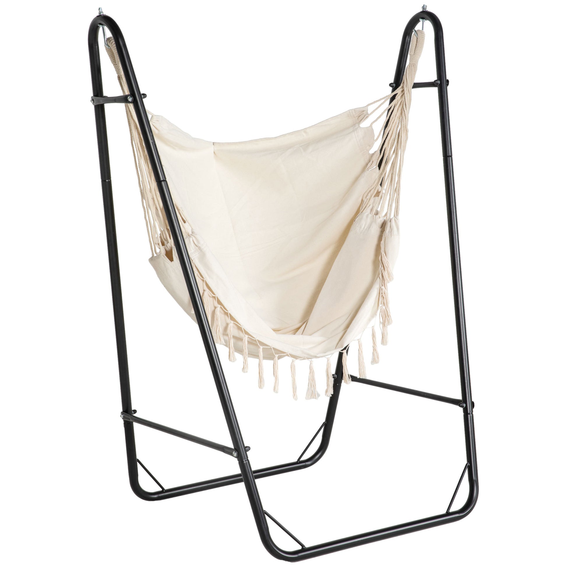 Outsunny Patio Hammock Chair with U Shape Stand white-steel