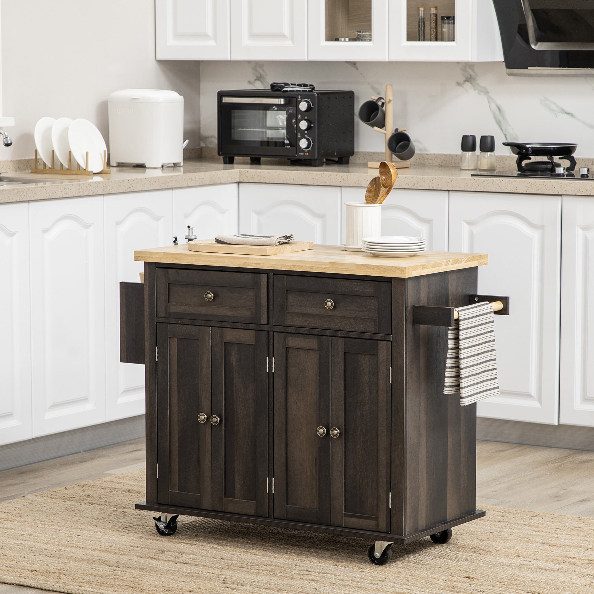 Homcom Modern Rolling Kitchen Island Cart with