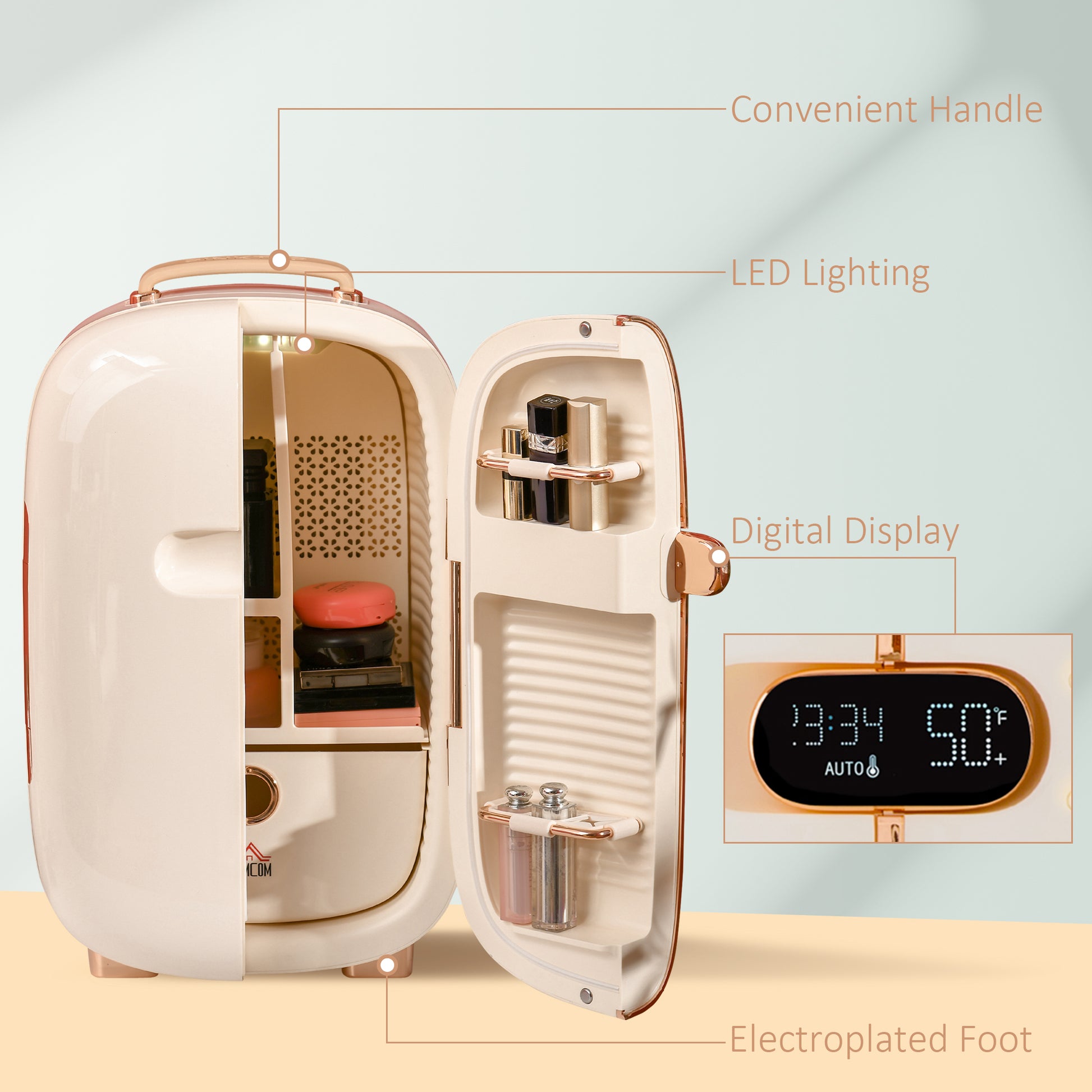 Homcom Portable Skincare Fridge with Led Display,