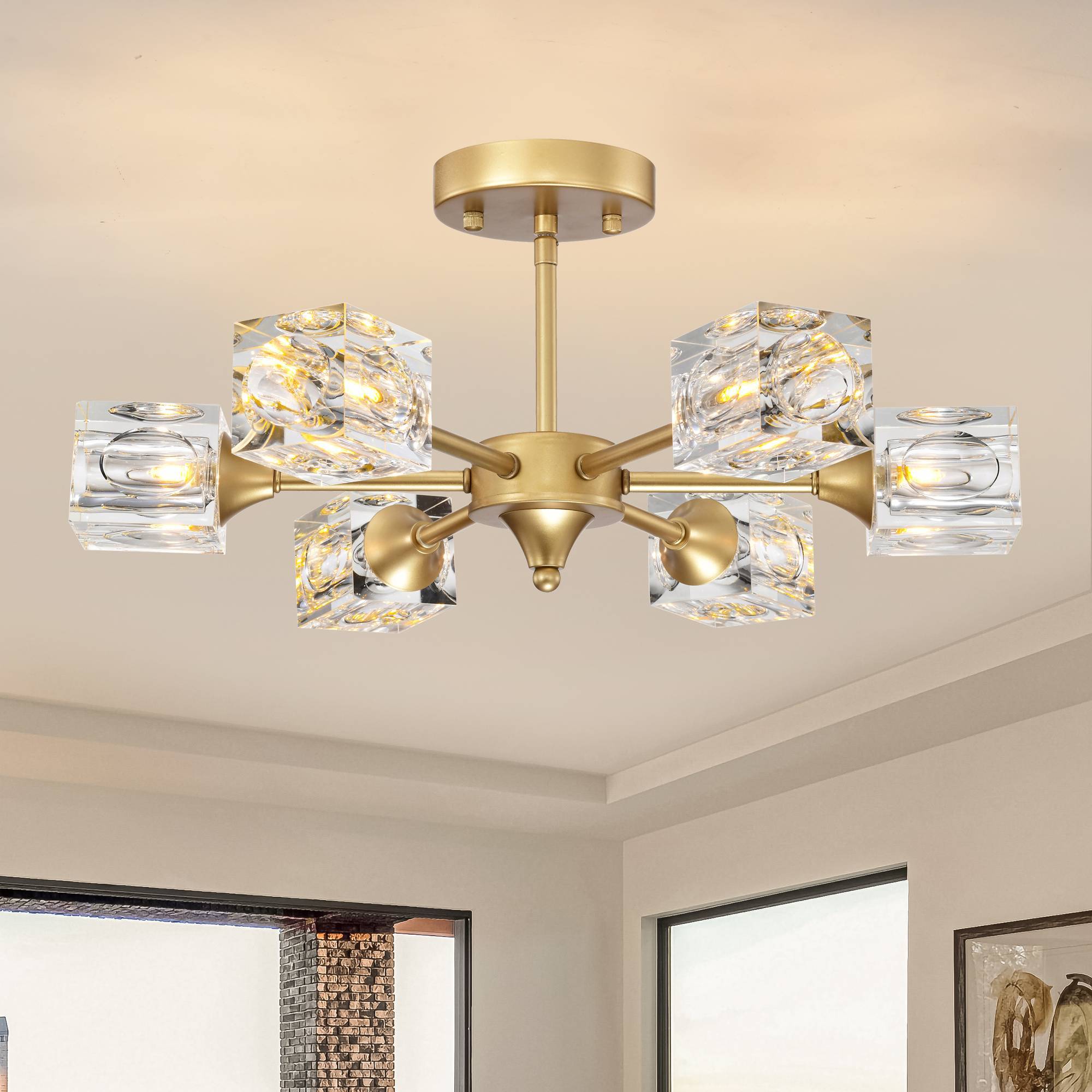 Modern Luxurious Crystal Ceiling Light, 6 Lights