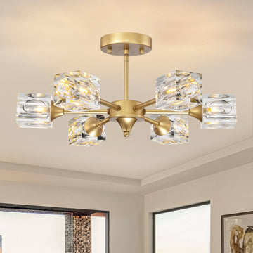 Modern Luxurious Crystal Ceiling Light, 6 Lights