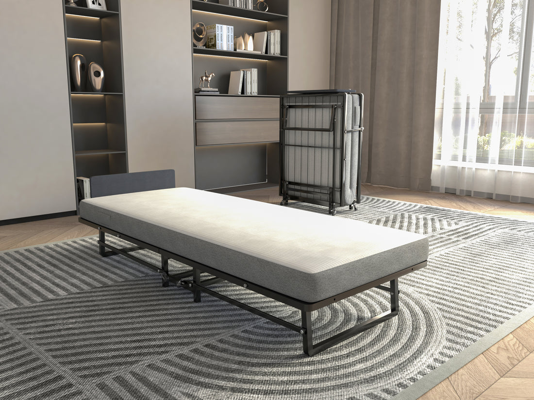 Metal Folding Bed Frame With Foam Mattress Of