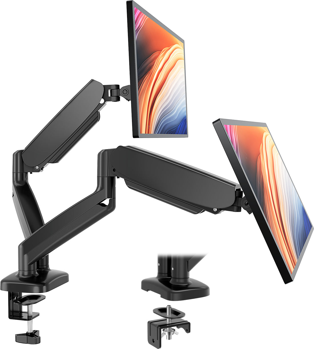 Dual Monitor Vertical Arm, Gas Spring 2 Monitor -