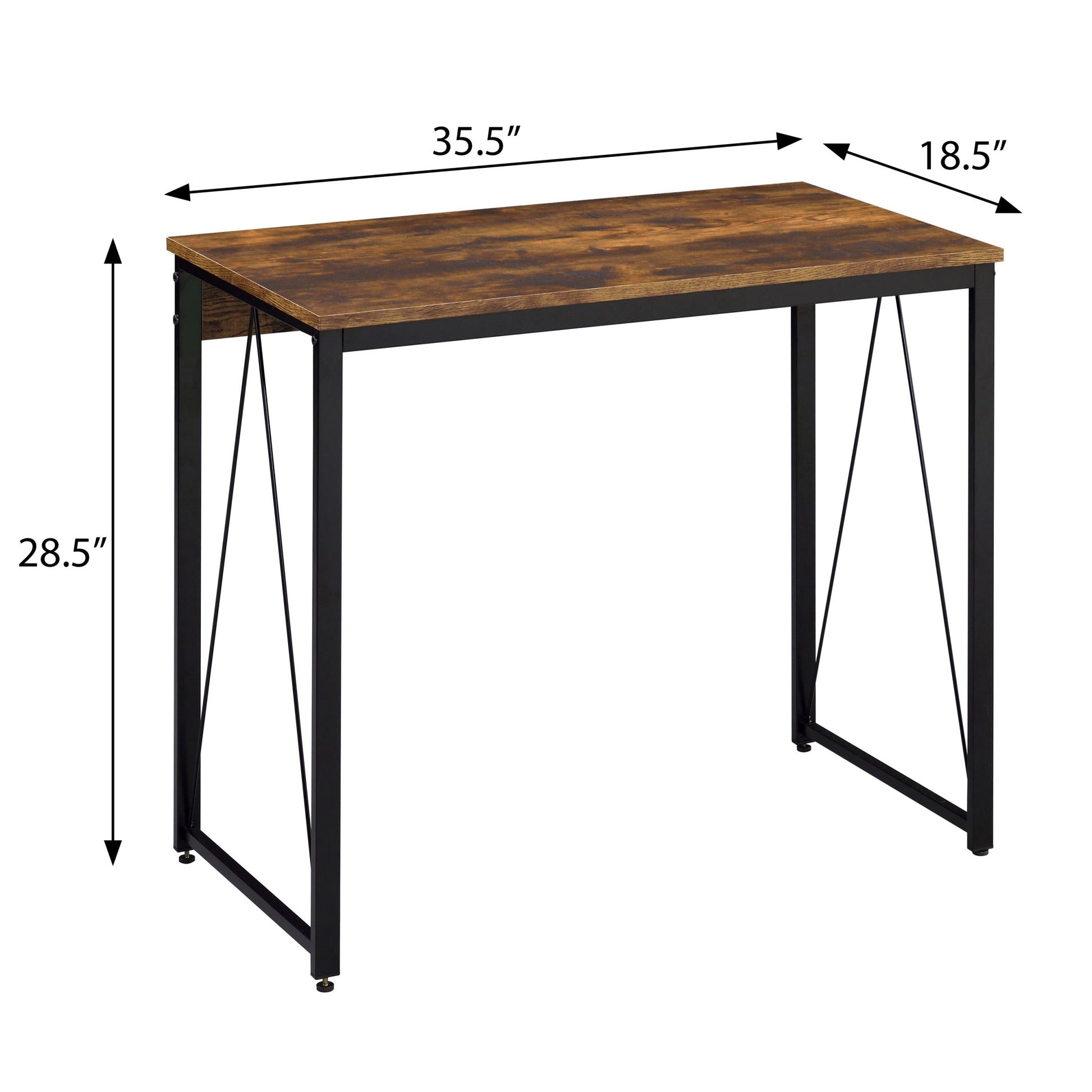 Weathered Oak And Black 35.5" Writing Desk With