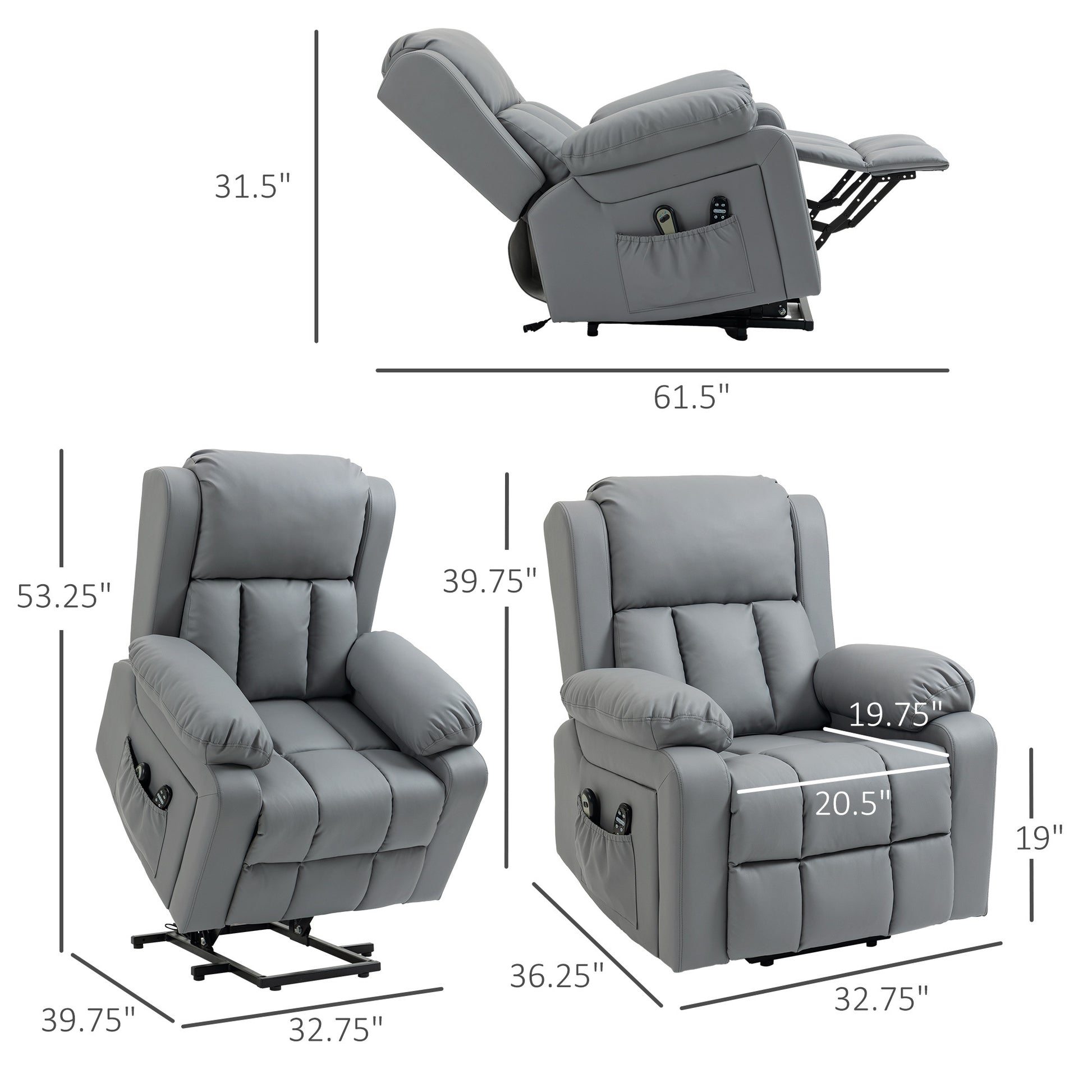 Homcom Electric Power Lift Recliner Chair, Pu