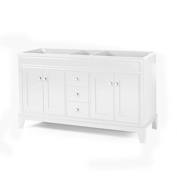 60'' Bathroom Vanity Cabinet Only, 4 Doors, 3 Drawers white-plywood