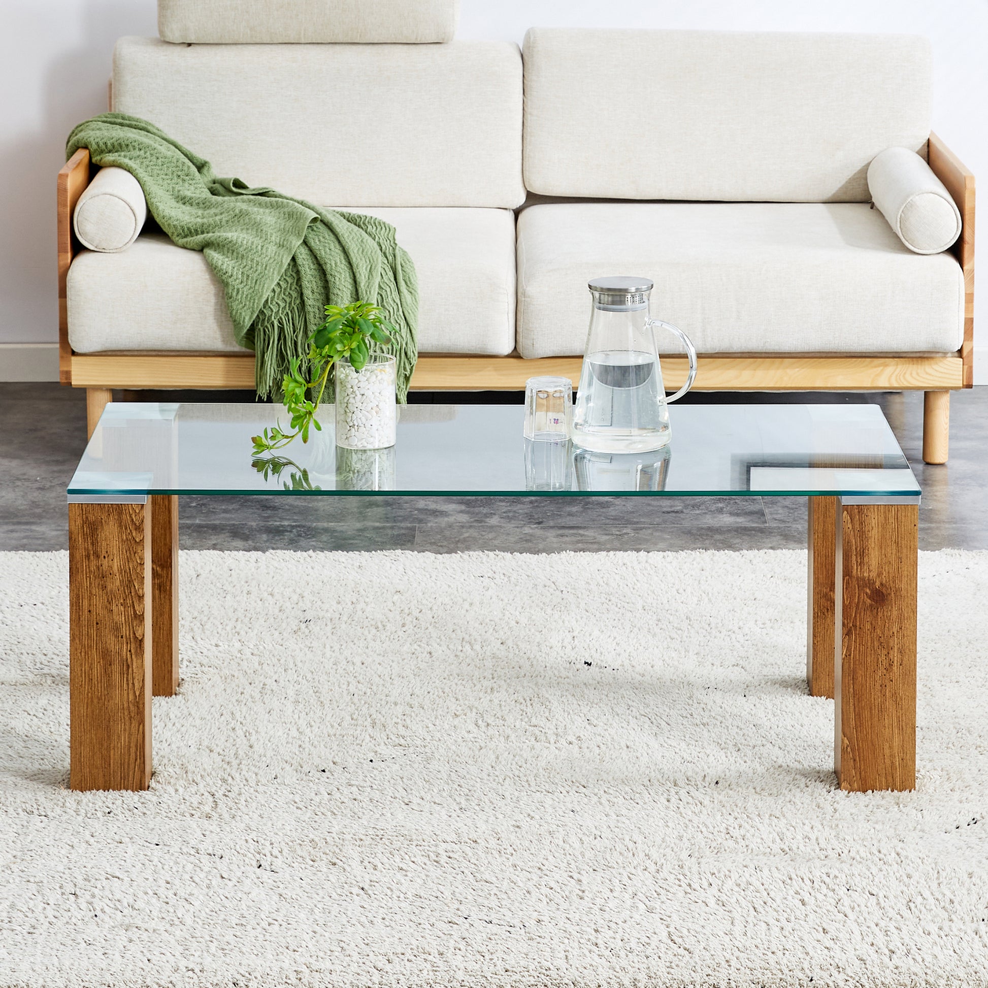 Glass Top Coffee Table,Tea Table, With Mdf Legs -