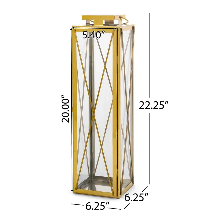 Deborah 22"H Stainless Steel Lantern - Gold