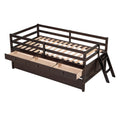 Low Loft Bed Twin Size With Full Safety Fence -