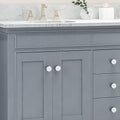 61'' Bathroom Vanity with Marble Top & Double Ceramic gray-plywood