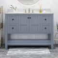 49'' Bathroom Vanity with Marble Top & Ceramic Sink gray-acacia wood