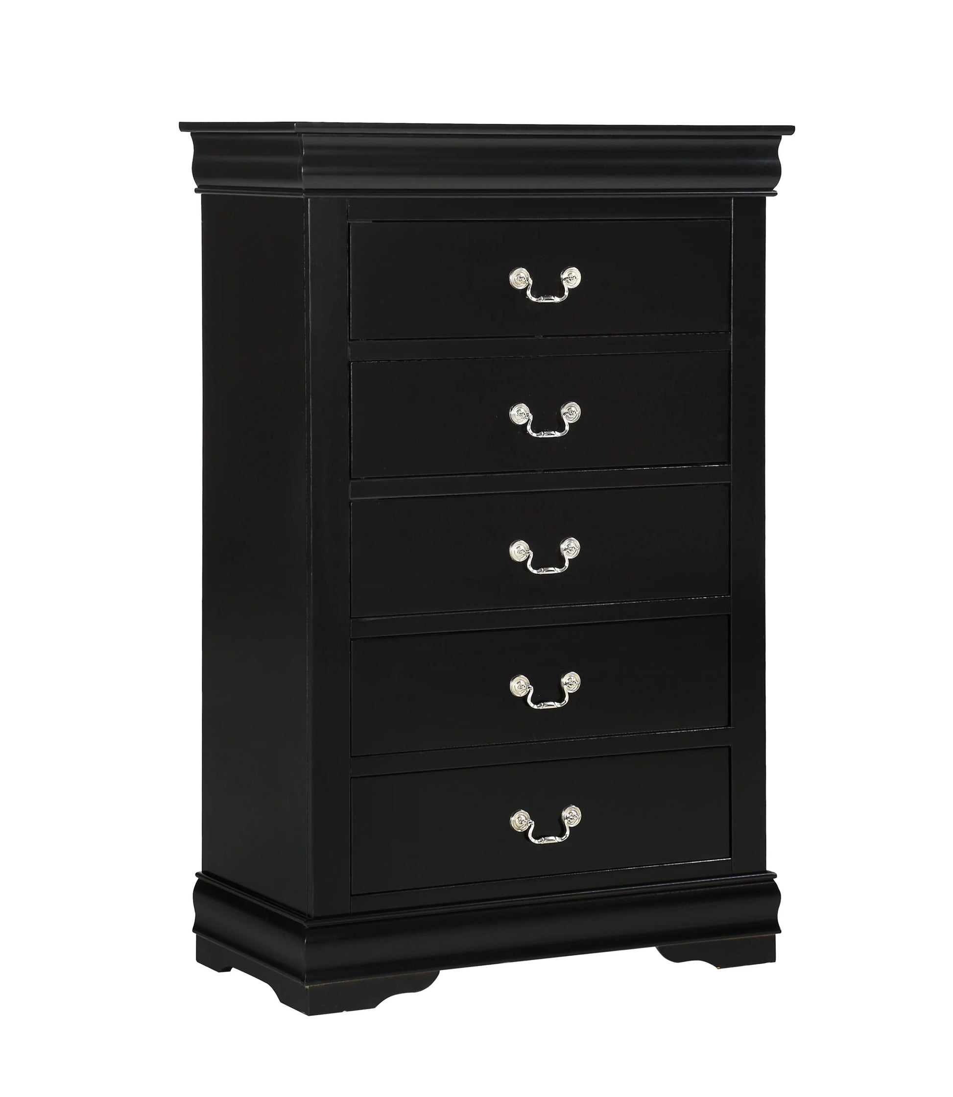 1Pc Black Finish Five Drawers Louis Philip Chest