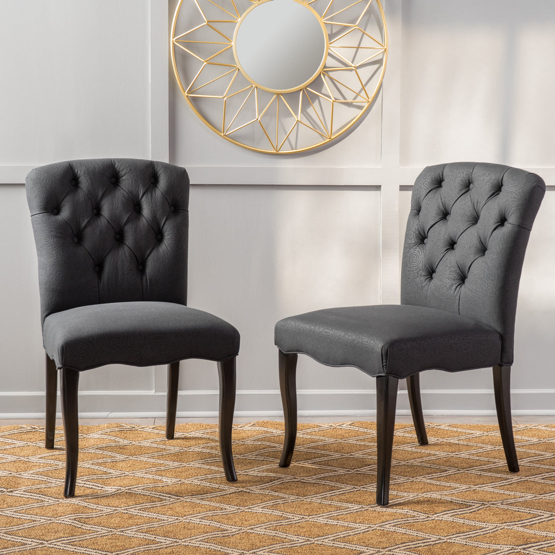 Hayden Kd Dining Chair - Black Wood Fabric