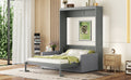 Queen Size Murphy Bed Wall Bed With Cushion,Gray